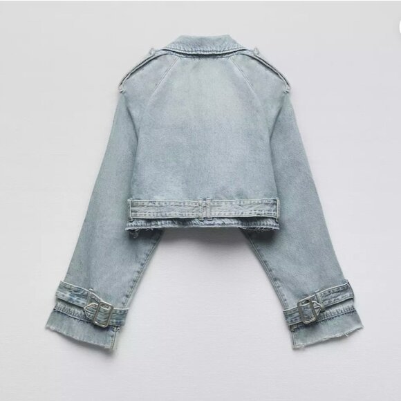 Zara | Cropped Denim Trench | S - Picture 4 of 6